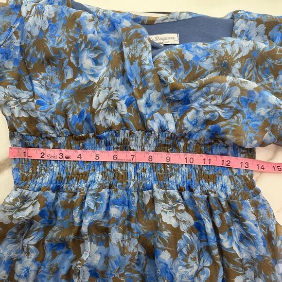 Le Ragazze Floral Maxi Dress XL Fit Flare Elastic Silk Blend Garden Party Fairy - Picture 8 of 16